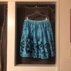 Pinup Couture Castle Print Blue Skirt w/ Pockets